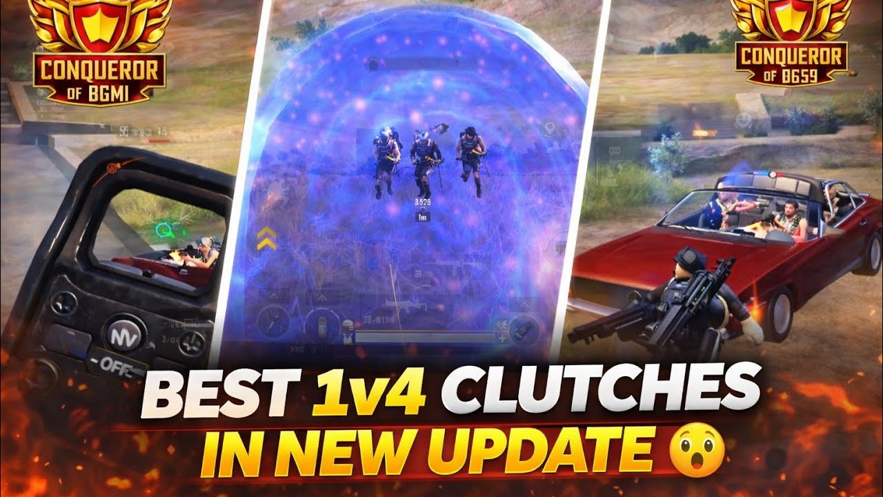 BEST 1v4 clutches in new update 😲 |Kusur X Playzz 1v4 clutches 