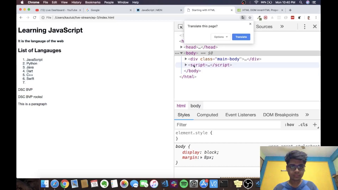WebDevelopment - Day 4 - Let's Begin JavaScript || DSC BVP