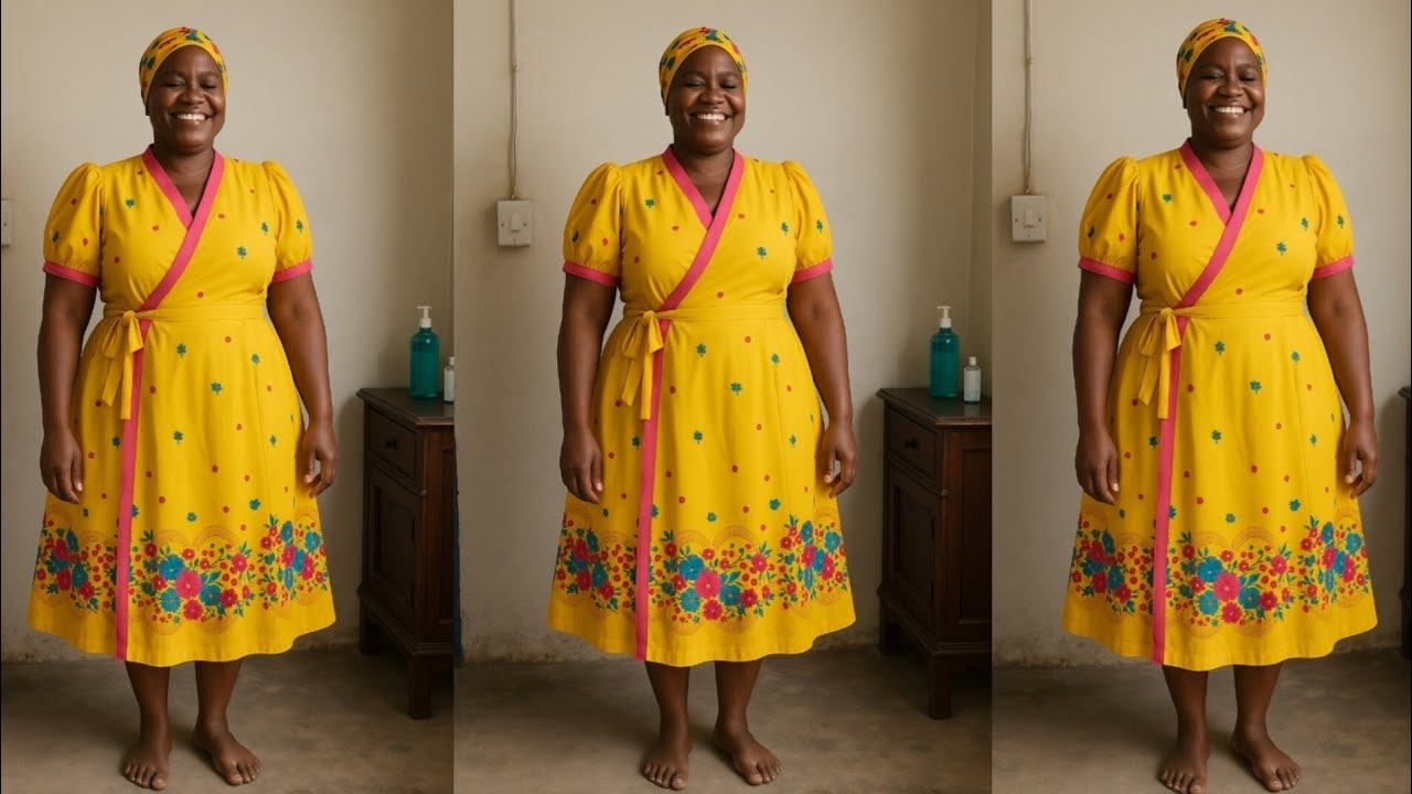 Funda ukusika nokuthunga iphinifa, how to cut and sew a wrap dress with puff sleeves, diy phinifa..