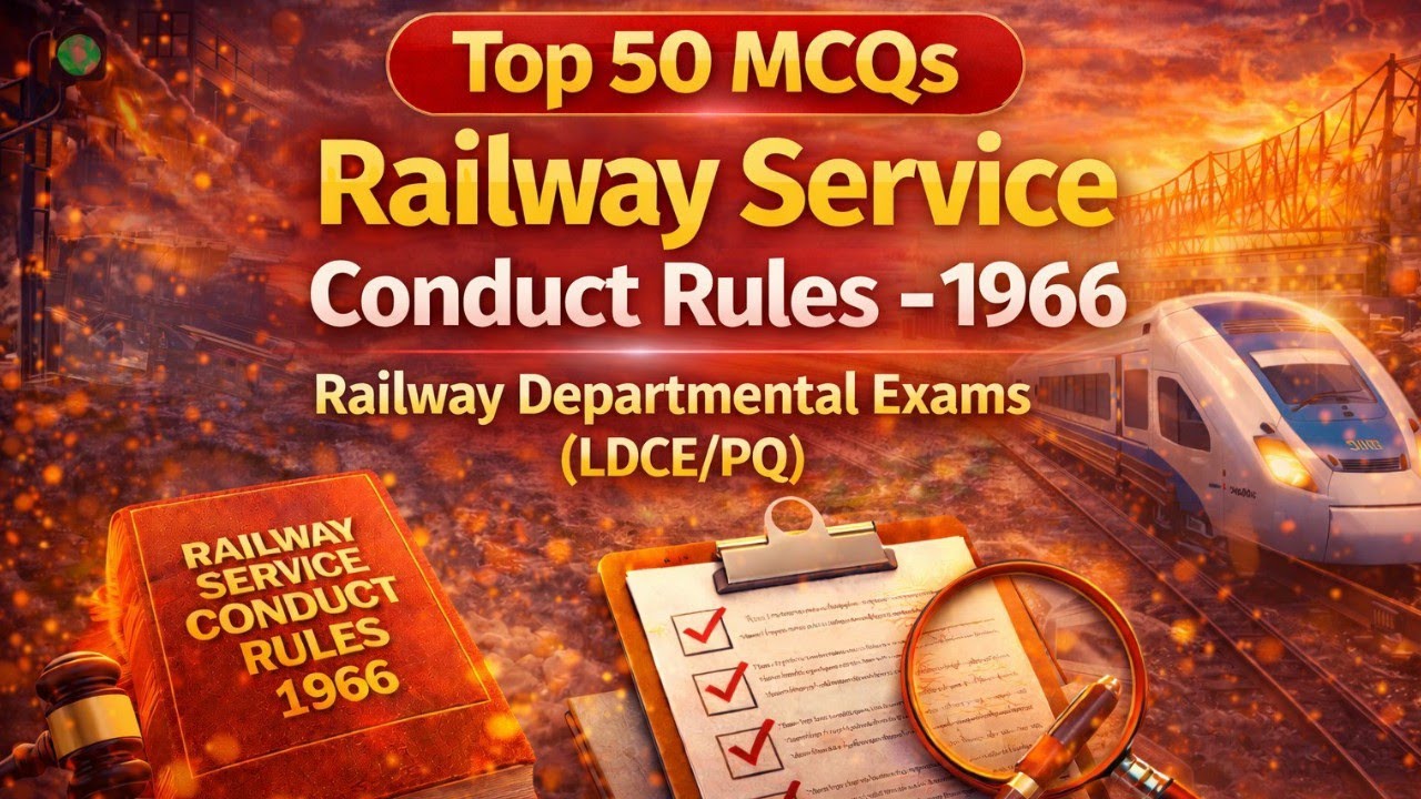 Top 50 MCQs !! Railway Service Conduct rules - 1966 !! LDCE/PQ  !! By R.V.Sir