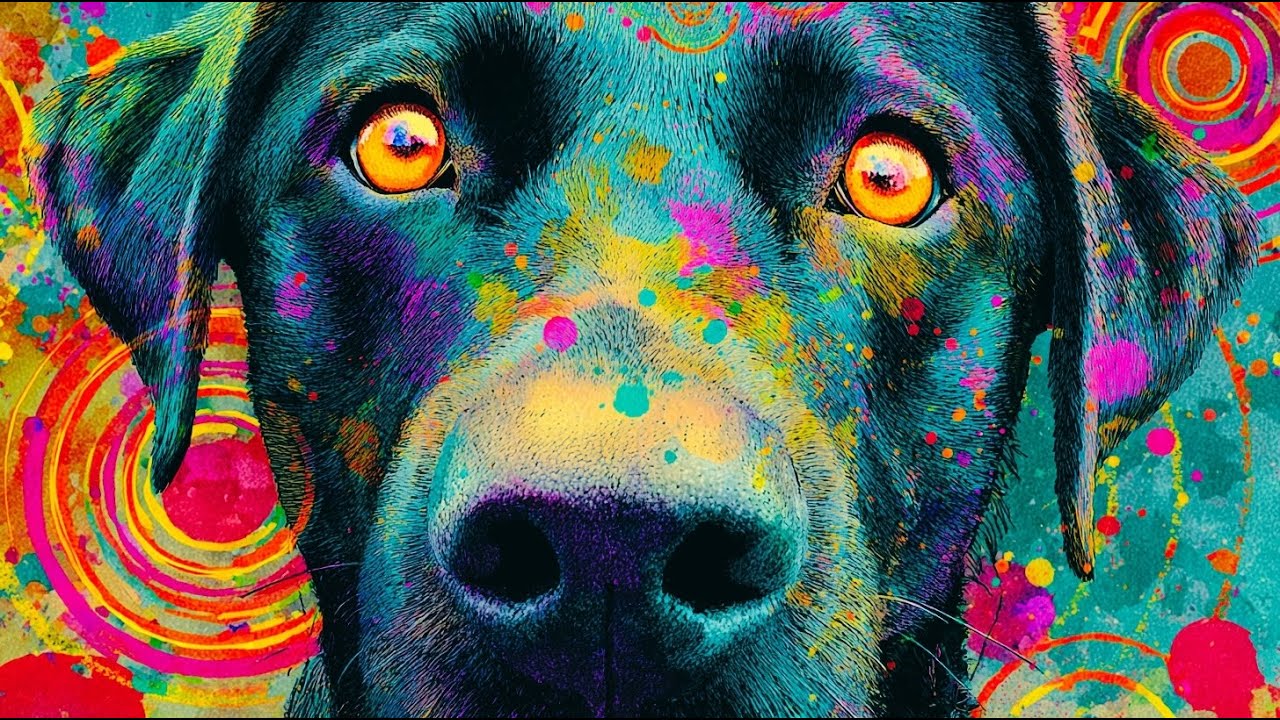 Dog TV Screensaver Labrador Retriever Art Background with Music #cutedog #dogtv