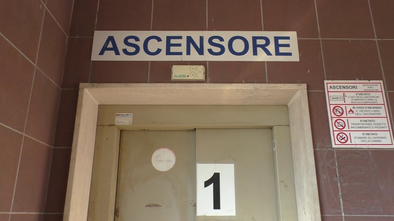 Dingy Transit Elevator at the Ostia Antica Rail Station, Rome Italy