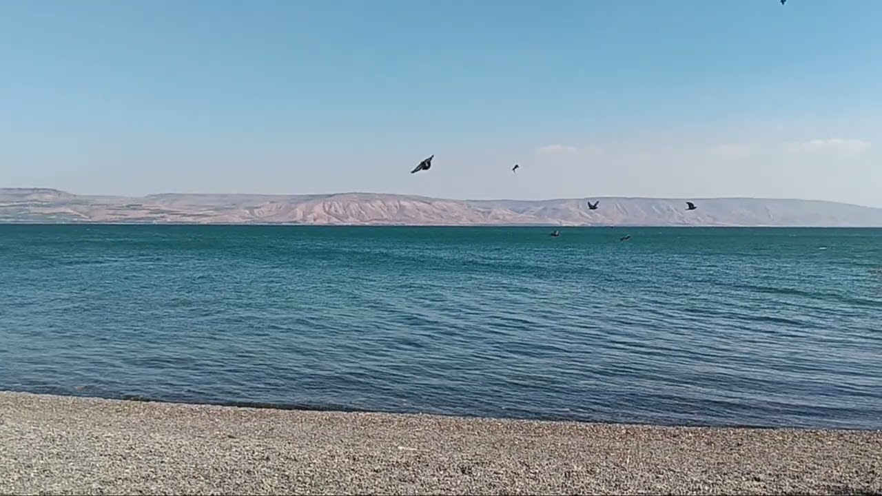 einsamer Wanderer am See Genezareth im Zeichen des Krieges