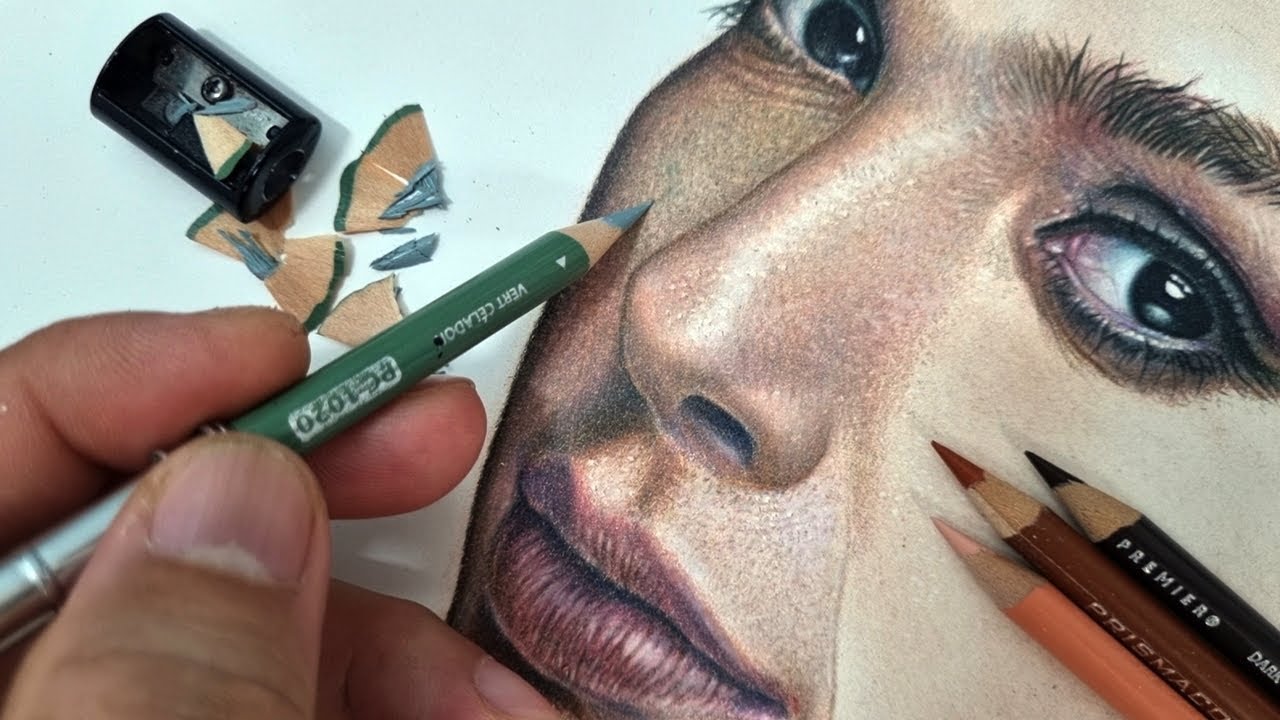 Slowly But Surely! Real-Time Colored Pencil Portrait Drawing Process (Prismacolor)