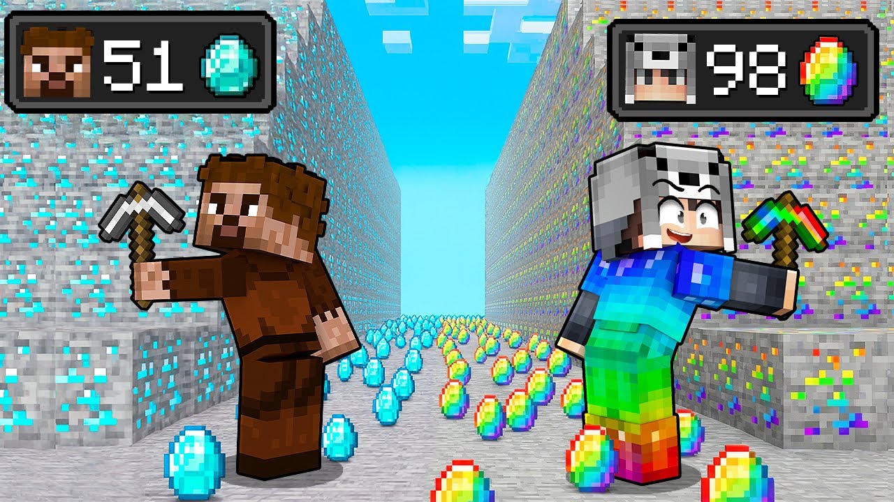 FAKİR VS MİLYONER RENKLİ ELMAS MADEN YARIŞI - Minecraft