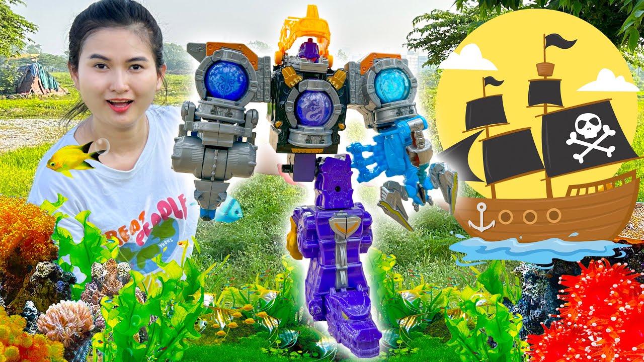 Changcady và con cá vàng tìm được các mảnh ghép của siêu nhân robot.