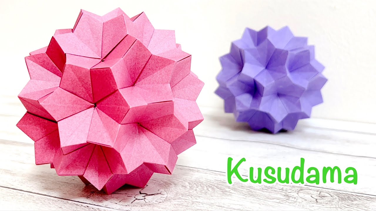 折り紙 お花みたいな星のくす玉を60枚で作ってみた!作り方/How to make an origami flower-like star kusudama.Modular origami.