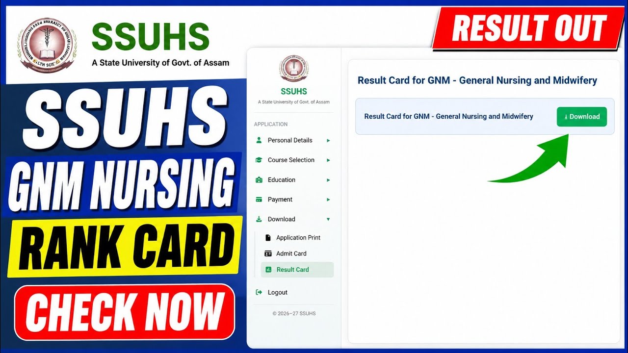 SSUHS GNM Nursing Result 2026 Out 🔥 | Check Your Result & Merit List Now | Assam GNM Result