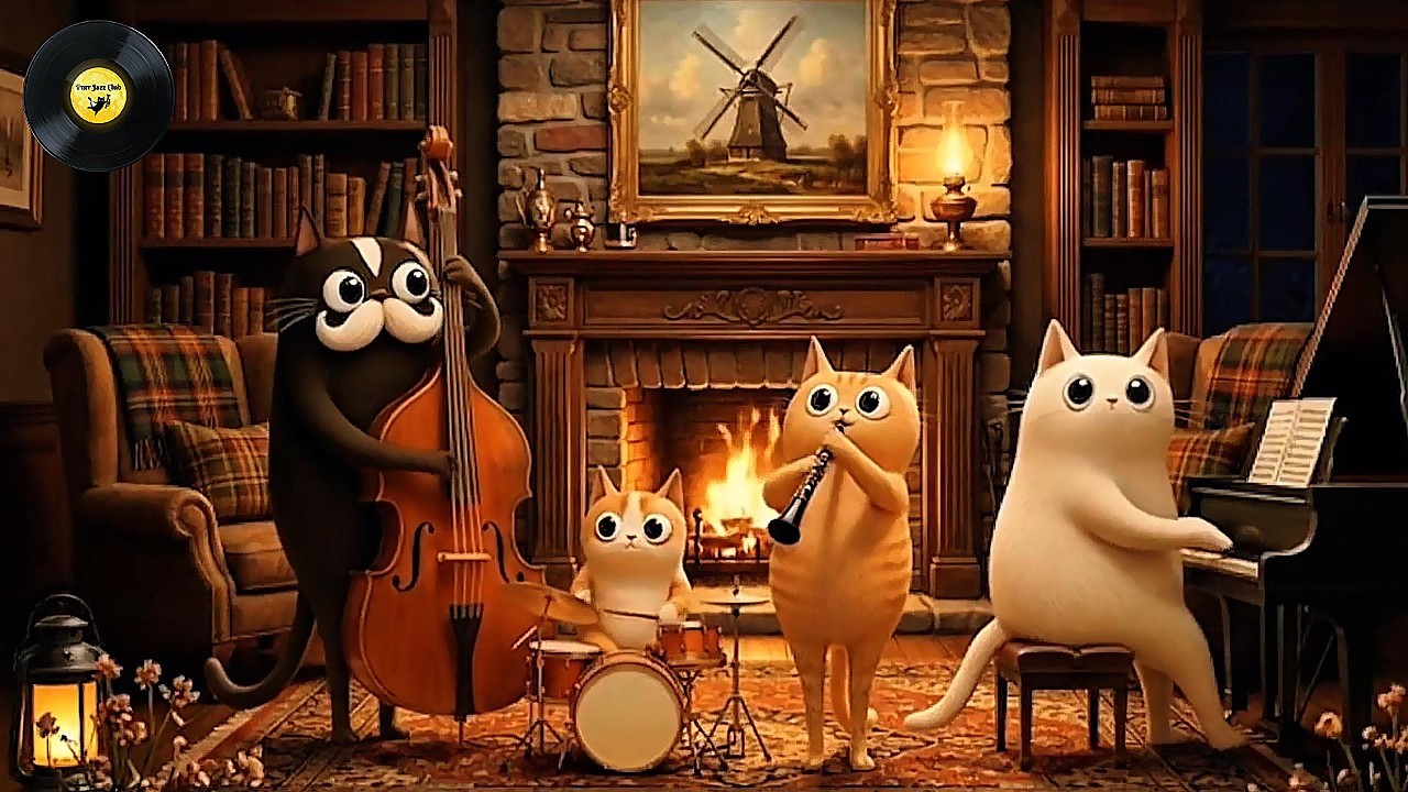 🐱Fireside Focus | Warm Instrumental Jazz for a Productive Night 🕯️📚