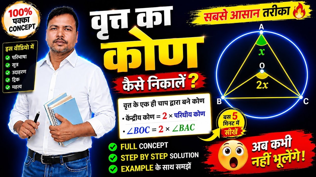 वृत्त का कोण निकालने का आसान ट्रिक | Circle Angle Trick | Geometry Circle Theorem Questions