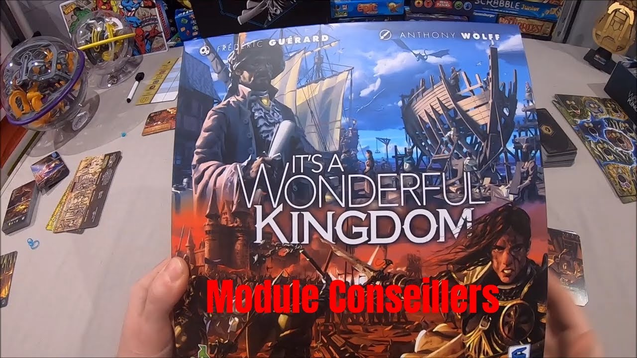 It's a Wonderful Kingdom - Partie solo Module Conseillers avec règle du jeu. la boite de jeu.