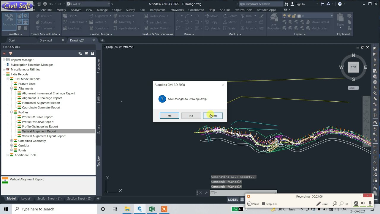 Horizontal and Vertical Alignment Report in Civil 3d | How to generate report in civil 3d | Tutorial