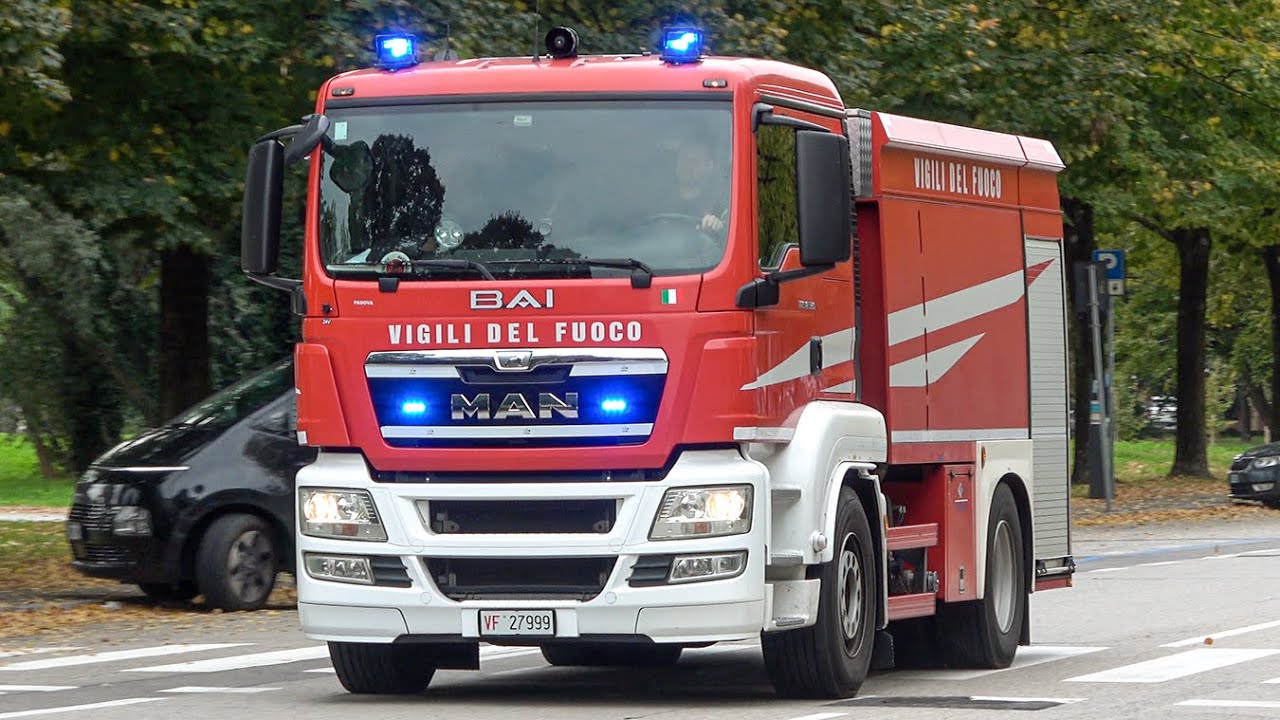 ABP Man TGS Vigili del Fuoco Padova in emergenza - Italian Fire Tanker responding code 3