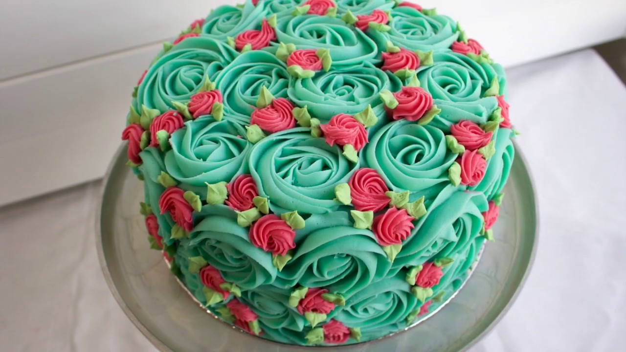 RETRO Rosette Cake - Fun easy piping video