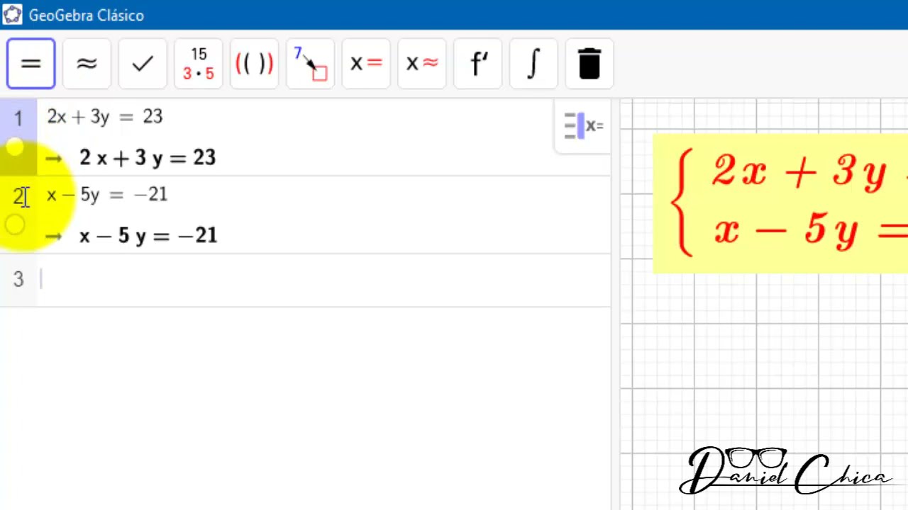 Sistema de ecuaciones 2x2 en GeoGebra, ¡Fácil!