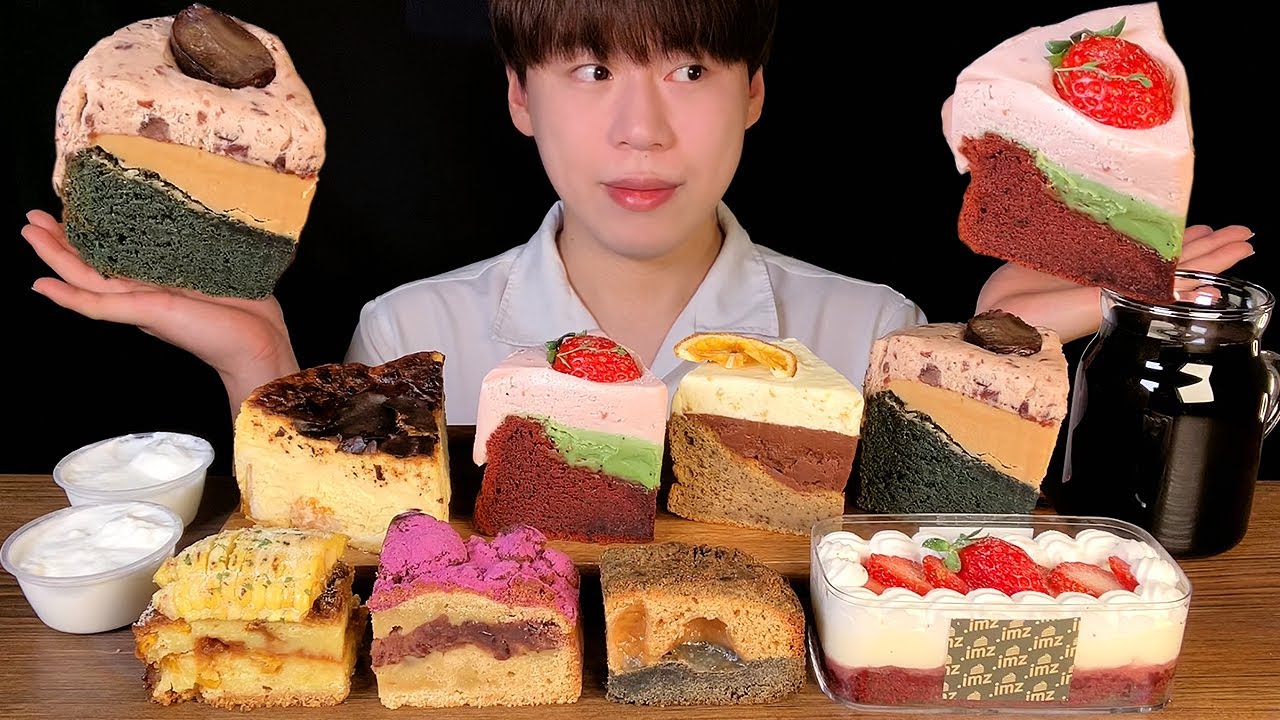 SUB) Гатеау Мальча, черный сезам, ухо-зеленый каке MUKBANG ASMR