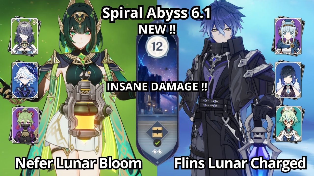 NEW !! C0 Nefer Lunar Bloom & C0 Flins Lunar Charged - Spiral Abyss Floor 12 Genshin Impact 6.1