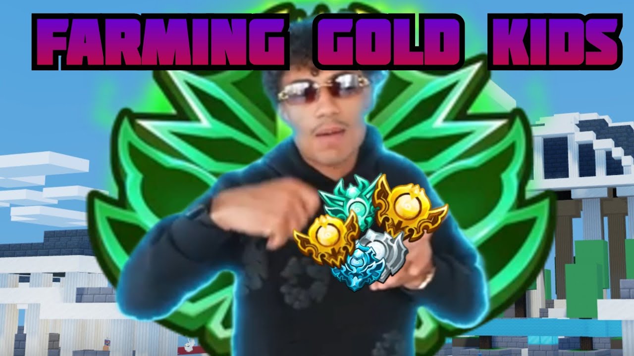 FARMING GOLD KIDS TO GET EMERALD RANK | Roblox Bedwars