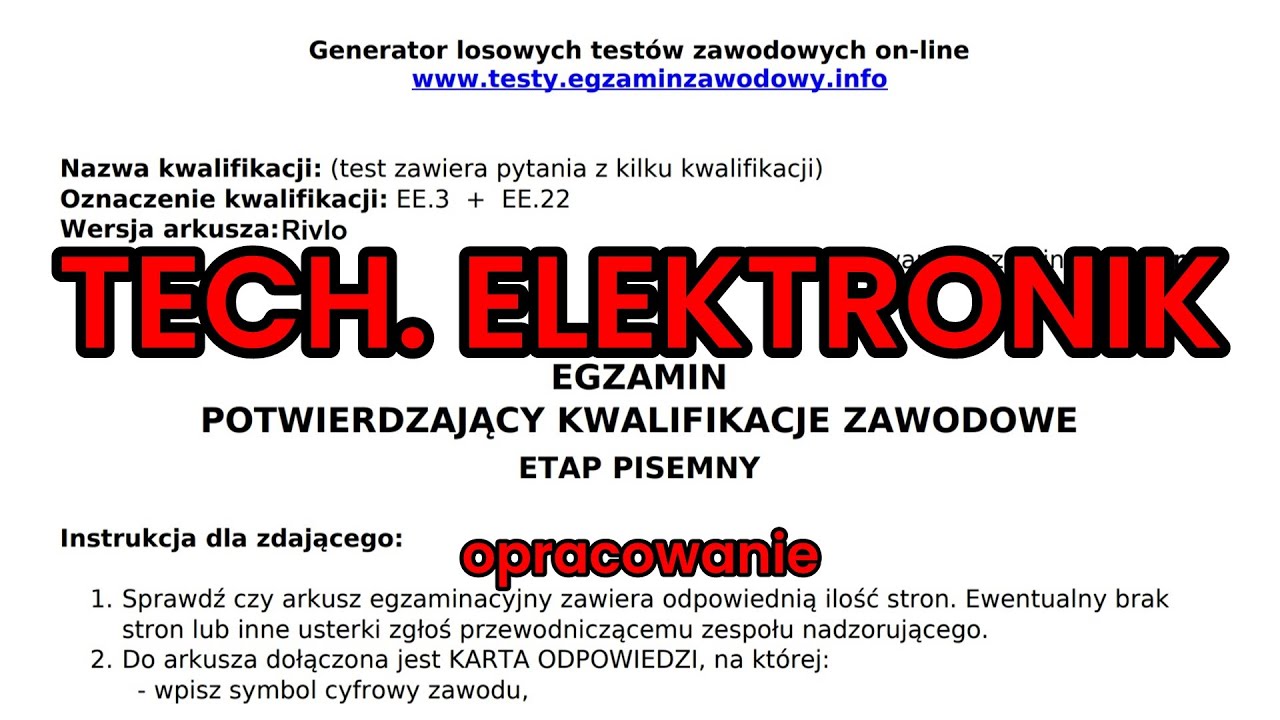 Omówienie testu egzaminu zawodowego technik elektronik teoretyczny