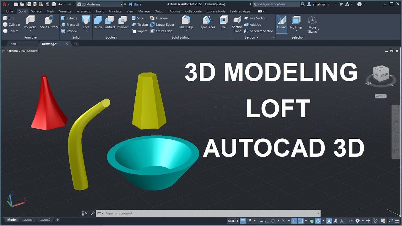 التعديل على الأشكال |LOFT 3D MODELING AUTOCAD