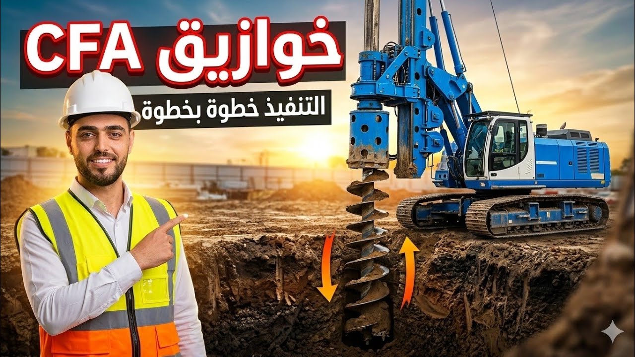 طريقة تنفيذ خوازيق CFA  خطوة بخطوة  #تنفيذ_الخوازيق