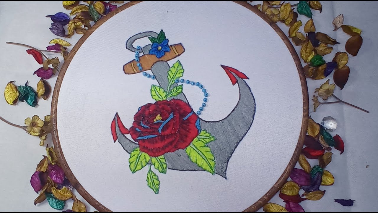 /Simple hand embroidery flower designتصميم بسيط للتطريز اليدوي