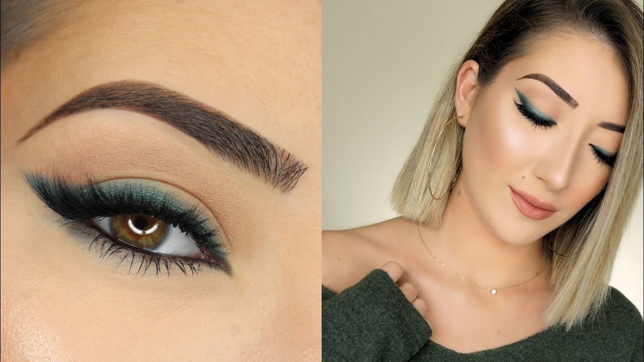 Green Smokey Winged Eyeliner Makeup Tutorial