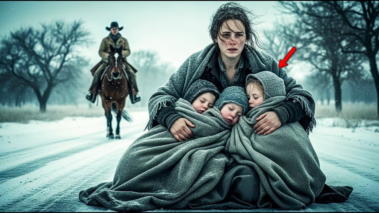 “Let Me Hold Your Children,” The Cowboy Said, Seeing The Exhausted Widow With Her Sleeping Kids.