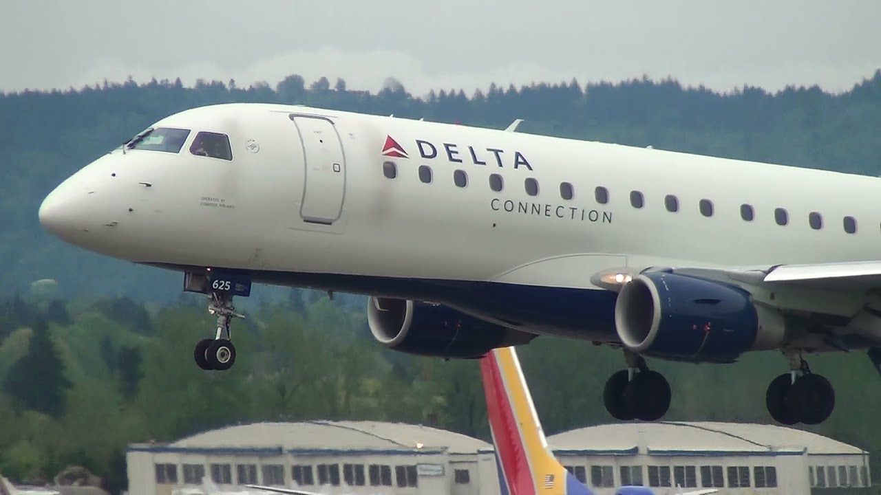 Delta Connection (Compass Airlines) N625CZ ERJ-175 Landing Portland Airport (PDX)