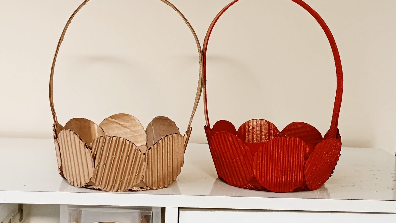 cesta de papelão redonda de  bolinha muito fácil de fazer