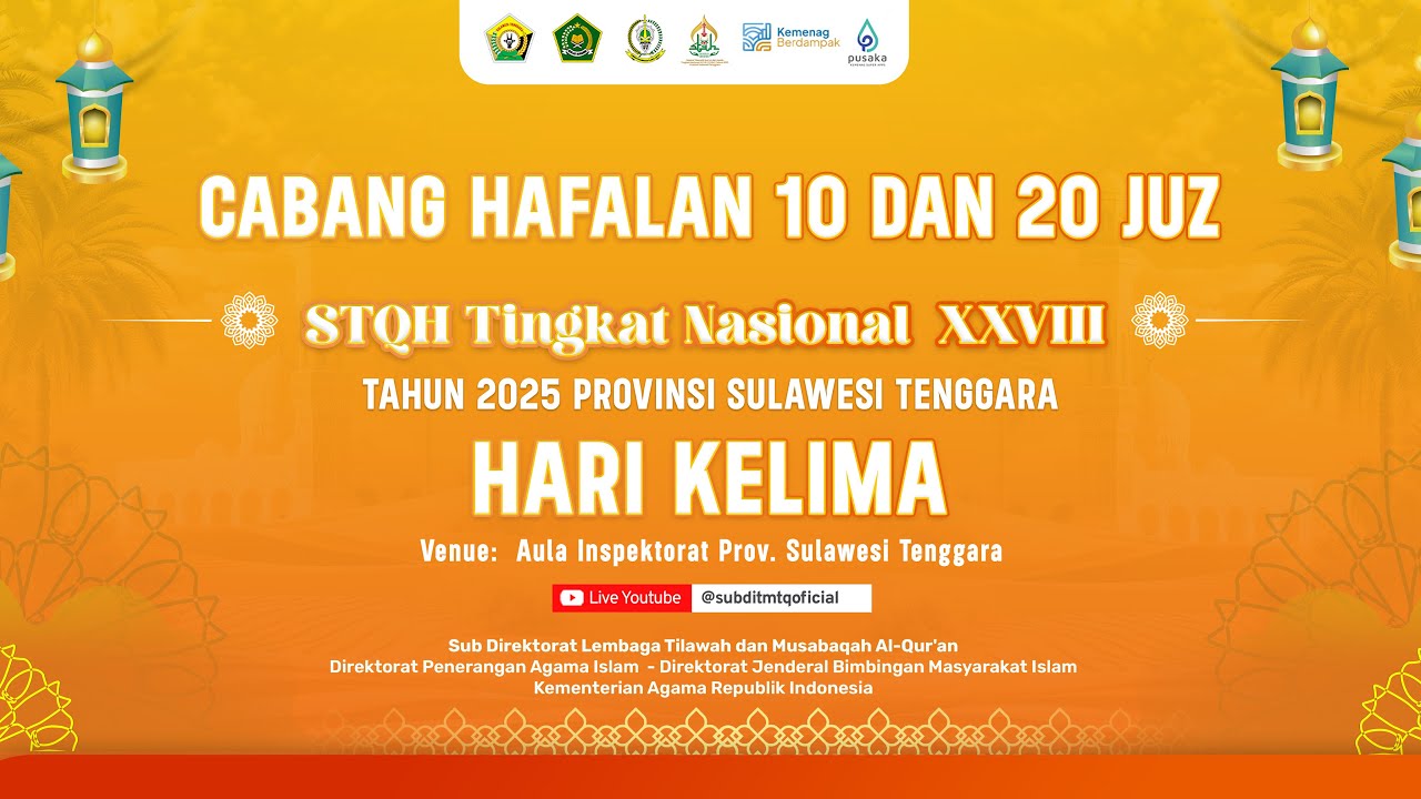 🔴LIVE  Cabang Hafalan 10 dan 20 Juz || HARI KE-LIMA