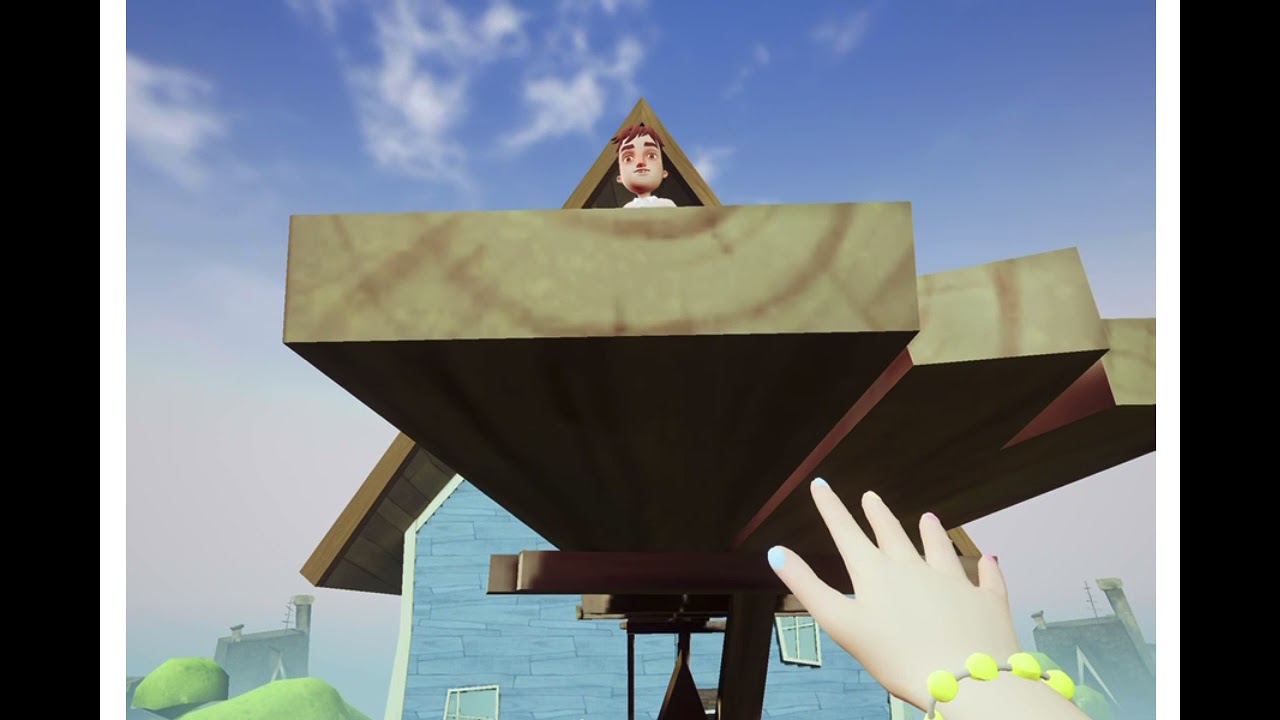 Hello Neighbor Aaron Pushing Mia Off The Roof.