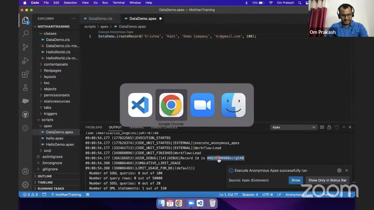 T-2. DML and Exception handling in Apex for Freshers | Apex Basic | Salesforce Session by Om Prakash