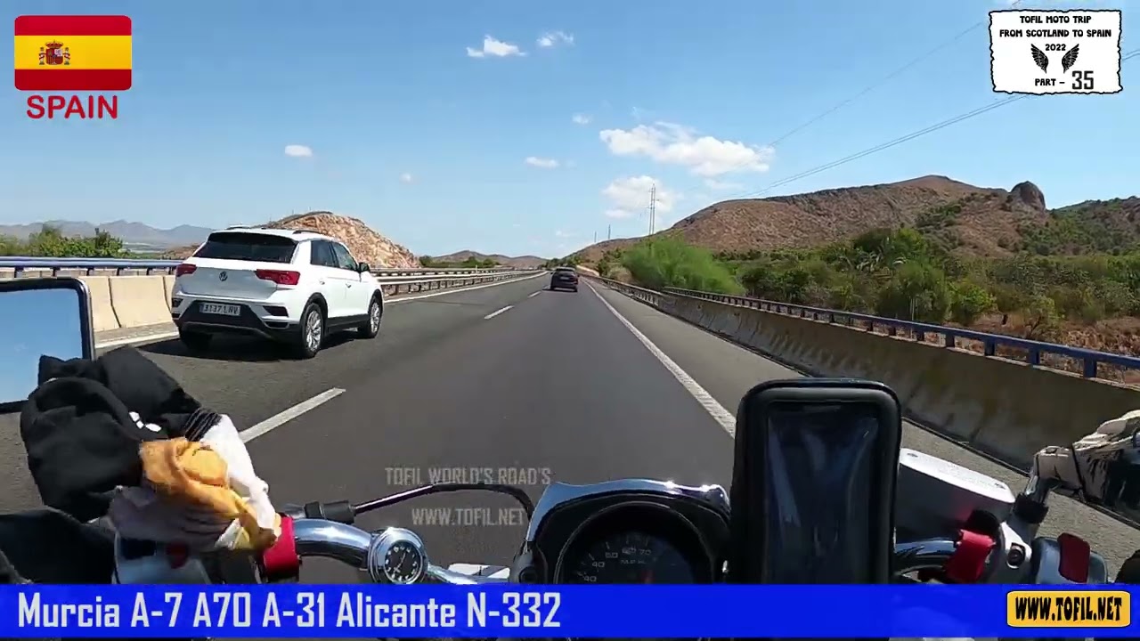 #35 Murcia A-7 A70 A-31 Alicante N-332 SPAIN 2022 Helmet Cam Motorcycle Trip WWW.TOFIL.NET