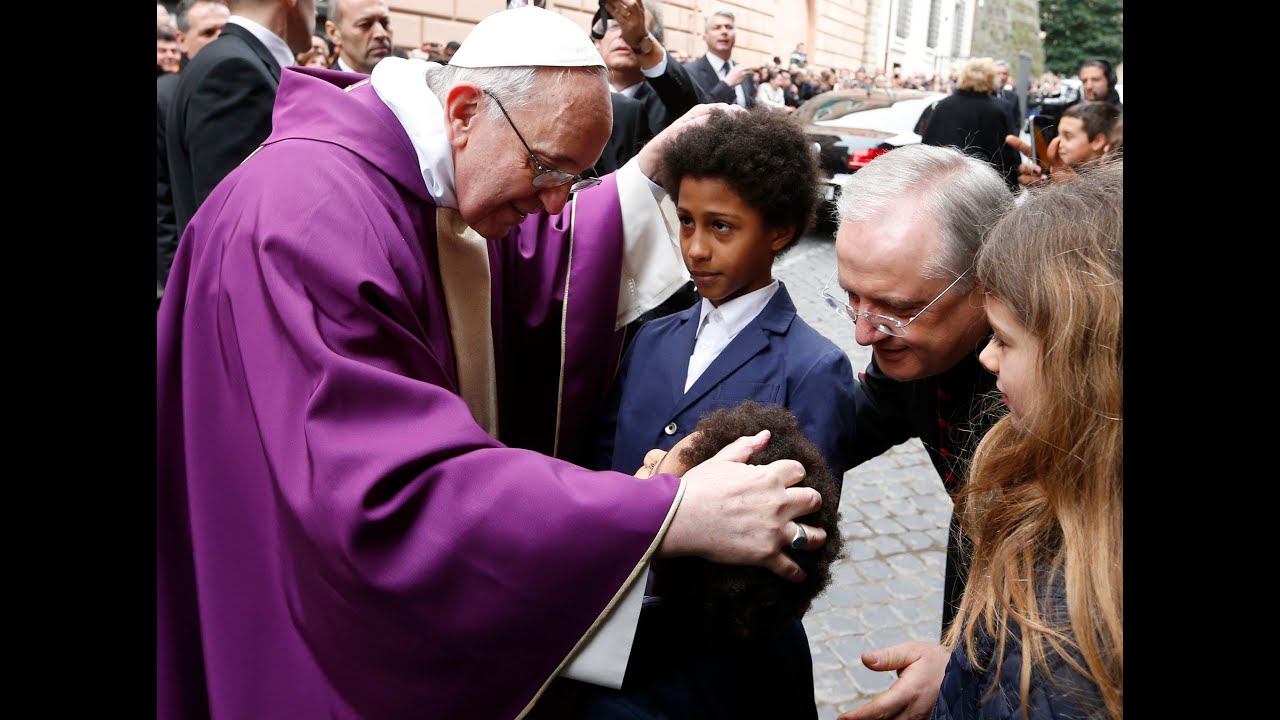 Pope Francis greets faithful at St. Anne Parish after mass