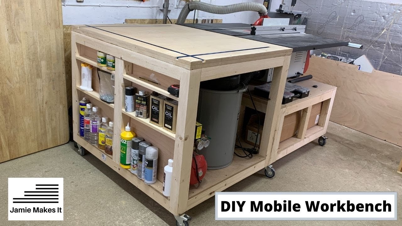Mobile Workbench Assembly/Outfeed Table for Axminster AC254TS with T-track and Vice DIY UK