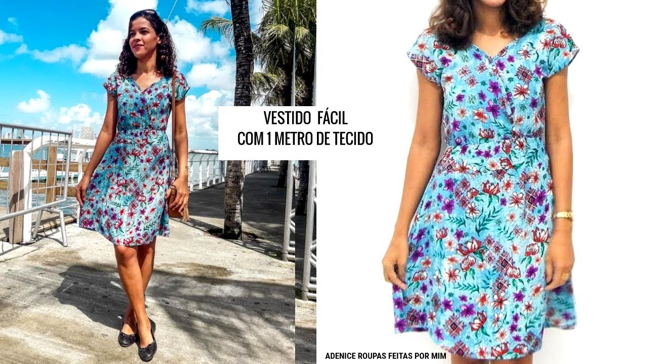 VESTIDO TRANSPASSE DECOTE  com 1 METRO DE TECIDO