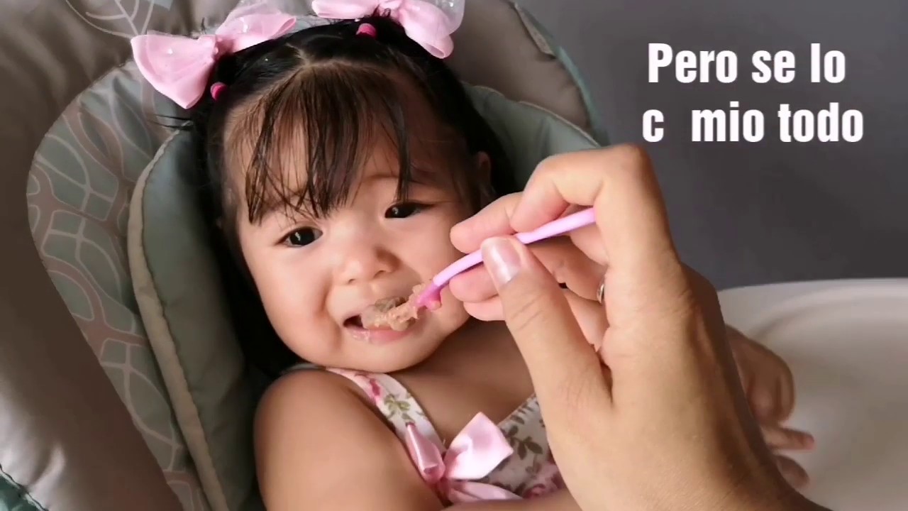 que come mi bebe de 9 meses en 1 dia / desayuno comida y cena.