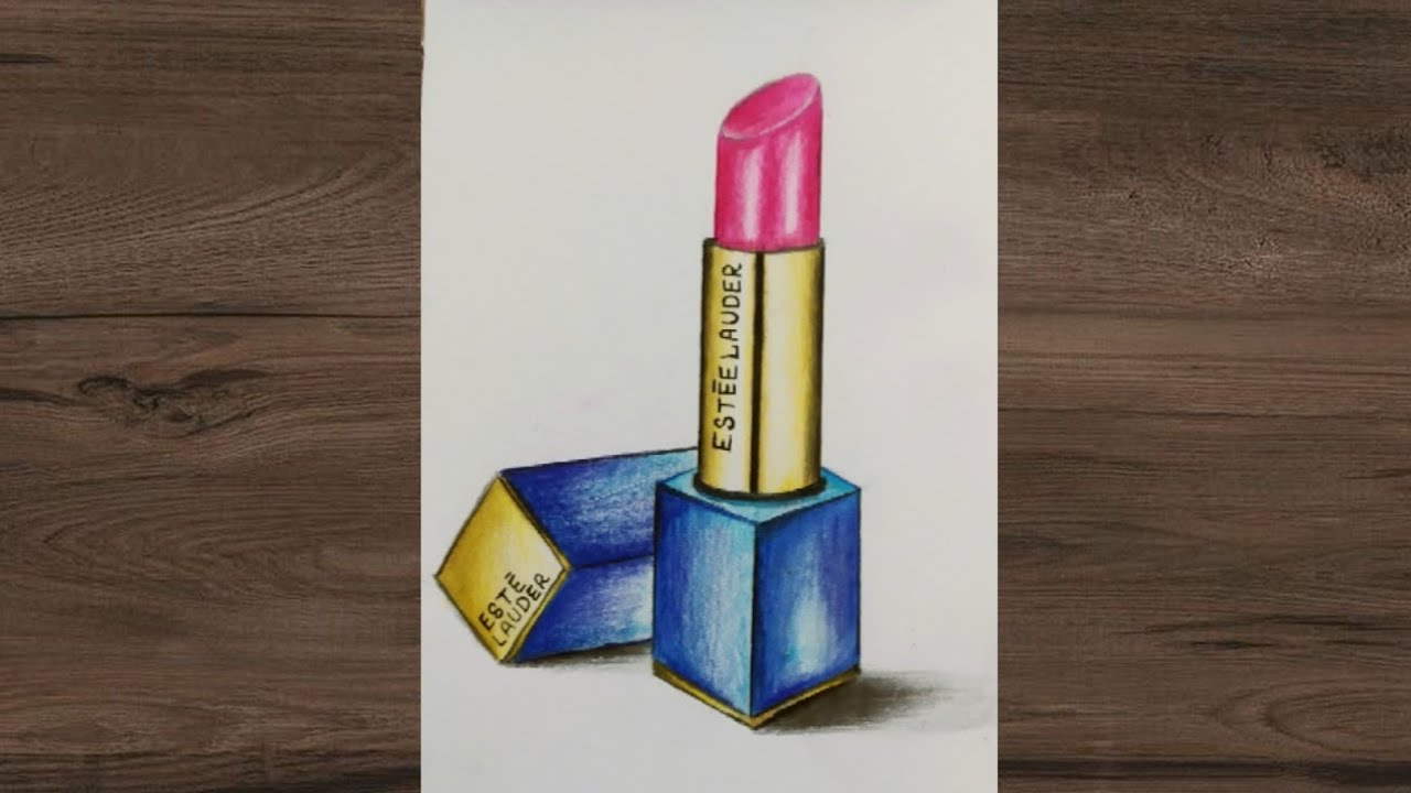How to Draw a lipstick with color pencils | very easy | step by step drawing for beginners