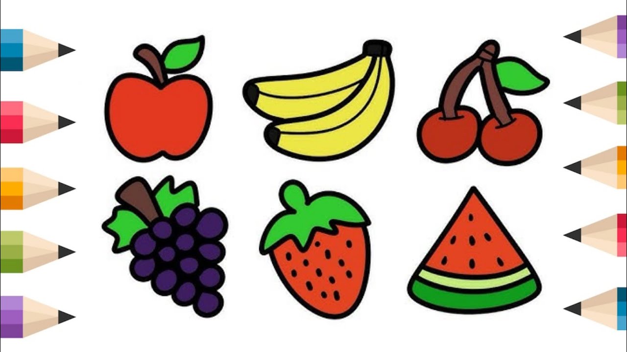 How To Draw cute fruits Drawing, Painting & Coloring For Kids and Toddlers_ Child Art 🎨 🎨