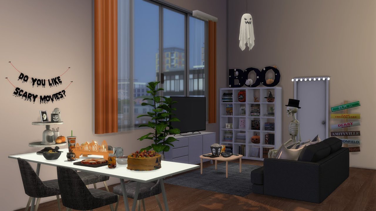 Halloween Party Apartment 🎃 - The Sims 4: CC Speed Build + CC List