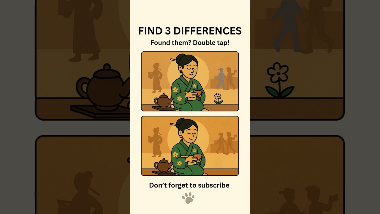 🍵 Zen Challenge! Spot 3 Differences in This Tea Ceremony 🌸