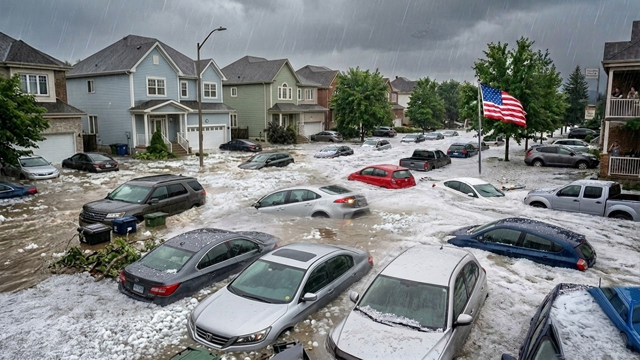 Hail Storm Batters Idaho, US! Flash Flooding and Thunderstorm in Meridian, Cars Underwater