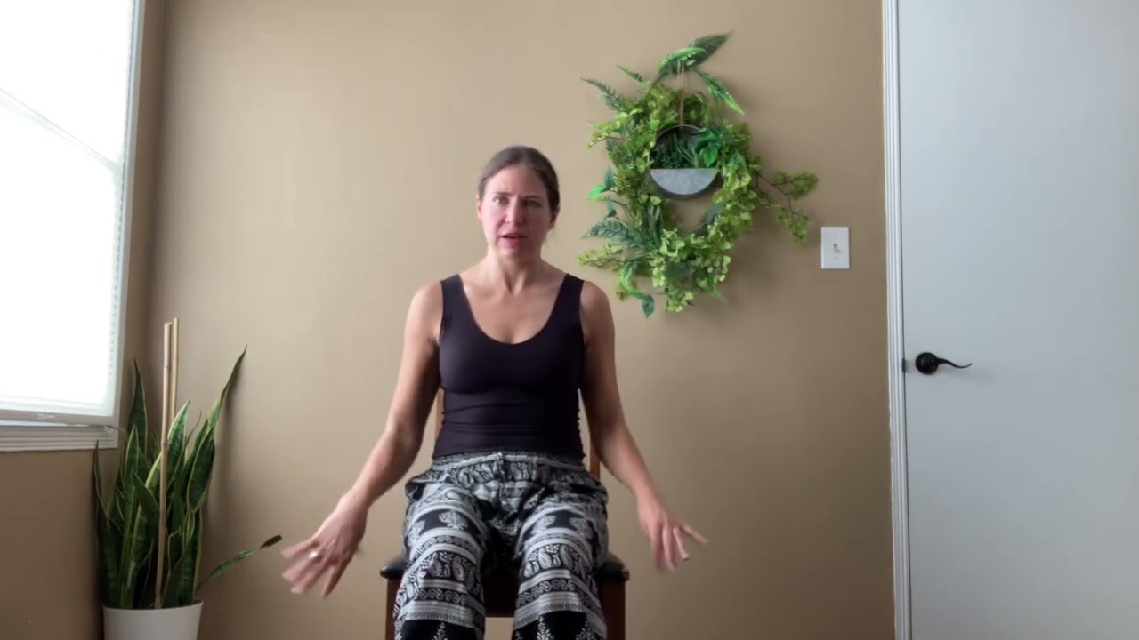 Chair yoga class for rotator cuff soreness