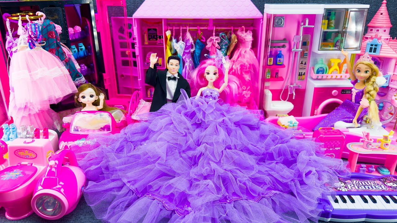 22 Minutes Satisfying With Unboxing Super Royal Barbie Princess Bedroom and Wedding Dress Up Review