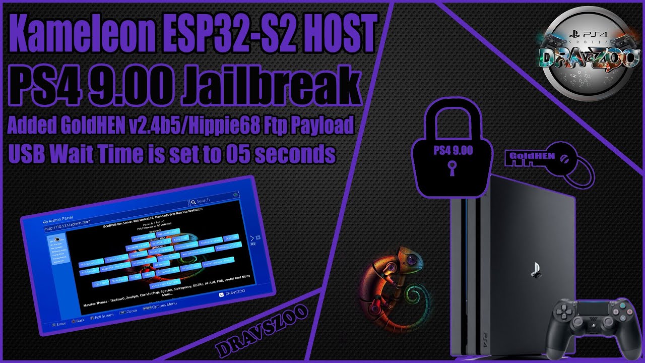 Kameleon Manual Lite (Hybrid) For PS4 9.00Fw on ESP32-S2 | GoldHEN v2.4b5 | ESP Web Flasher