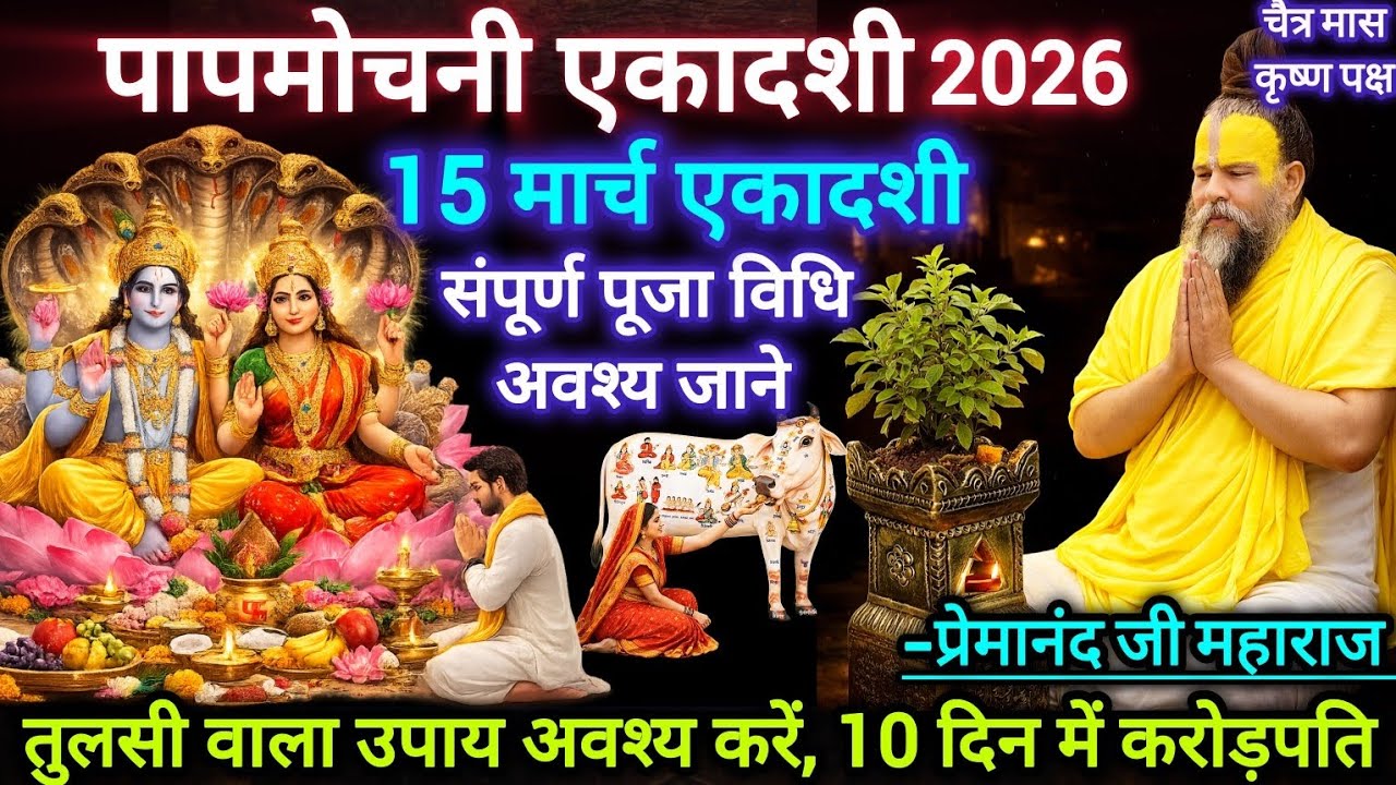 पापमोचनी एकादशी 2026 | 15 मार्च एकादशी की पूजा विधि | तुलसी का गुप्त उपाय – प्रेमानंद जी महाराज 