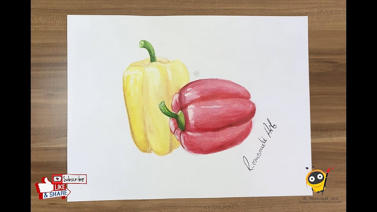 How to draw Bell Pepper with watercolor  !!