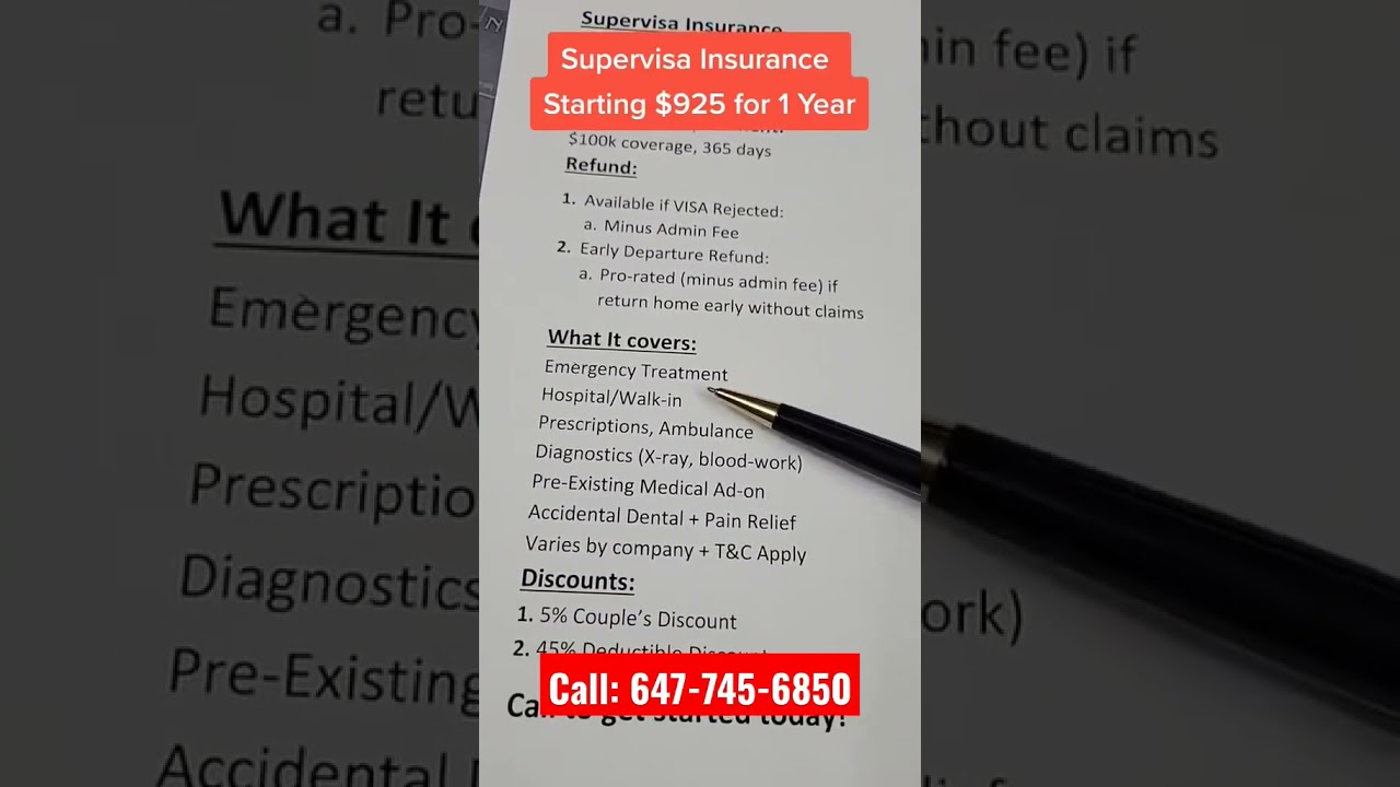 One of the requirements for supervisa is to have $100,000 supervisa Insurance for 365 days!
