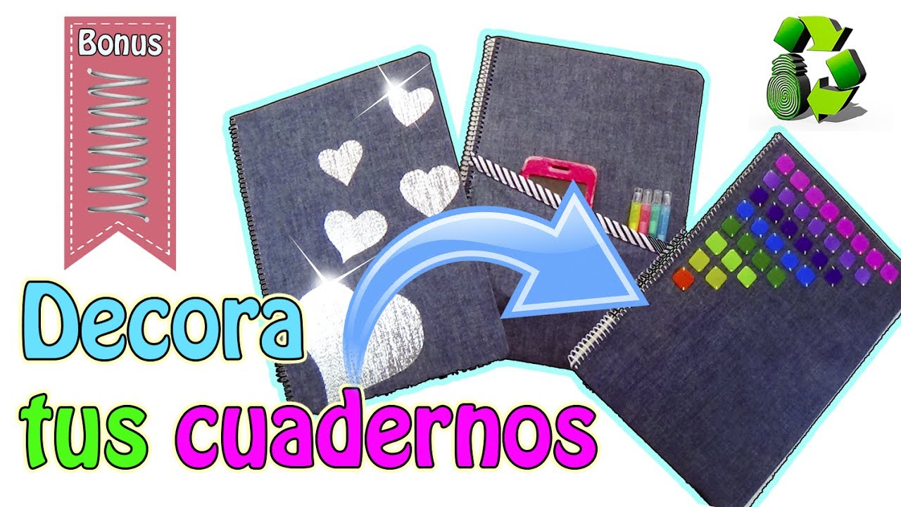 3 Ideas Decora tus cuadernos o libretas con Jeans + bonus (Reciclaje) Ecobrisa